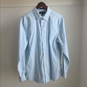 Banana Republic Slim Fit Light Blue Checkered Dress Shirt